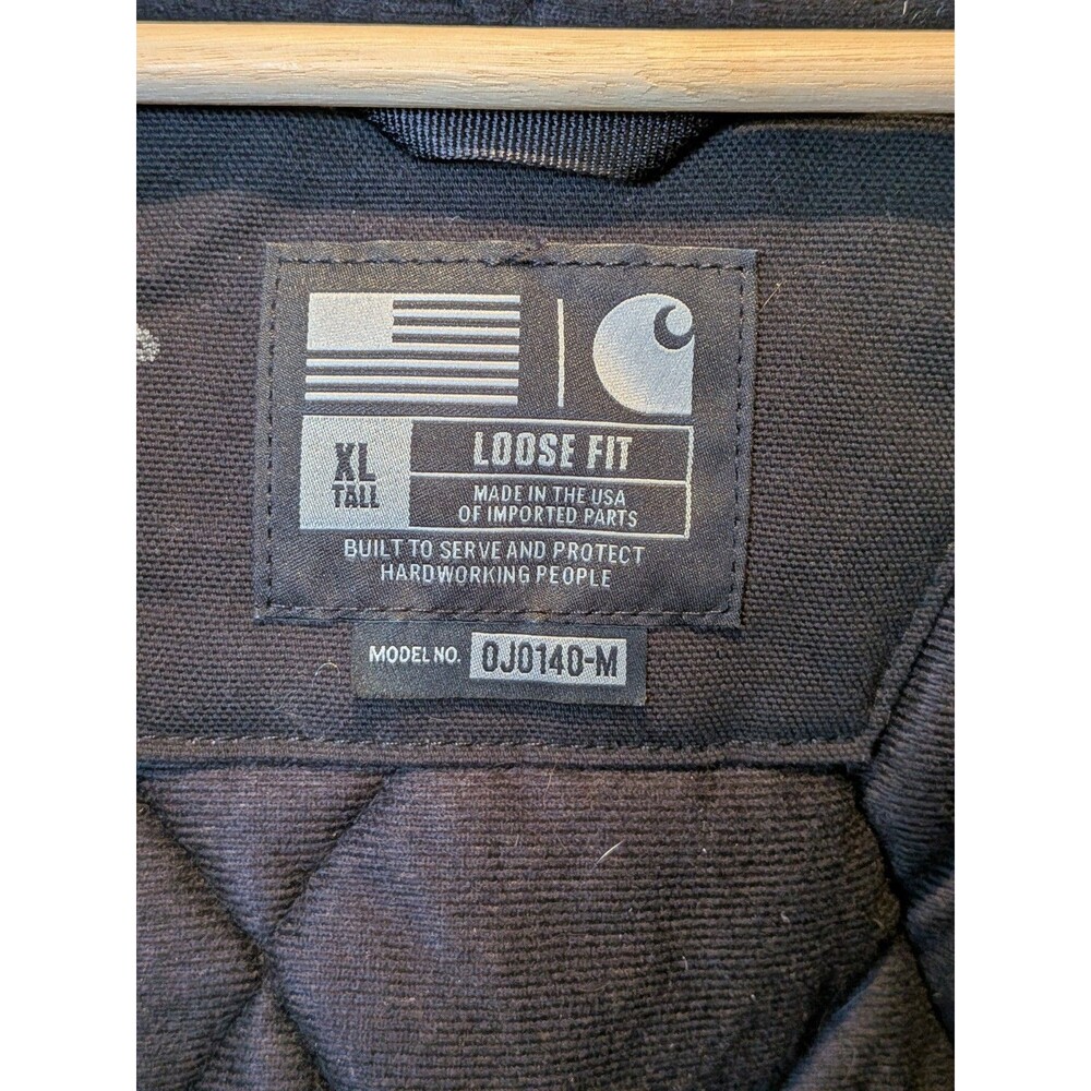 Carhartt OJ0140 Active Jacket Men's XL Tall Black Hooded Quilted Canvas USA Made - Picture 12 of 15